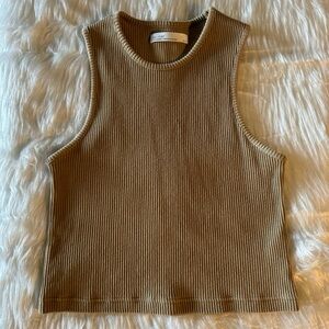 Oak + Fort Tan Crop Tank Top